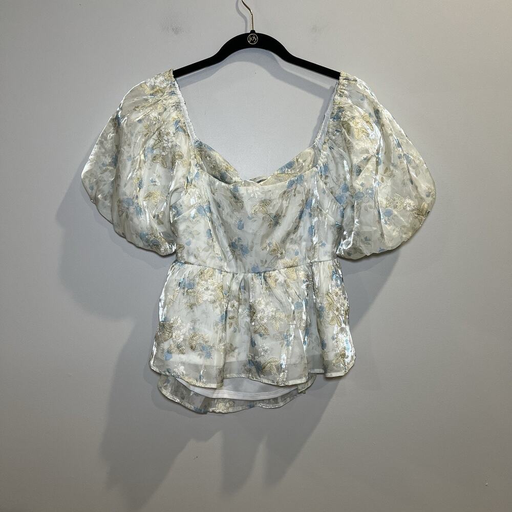Altar’d State Penny Floral Babydoll Top Size XL Puff Sleeve Cottage Core Blouse